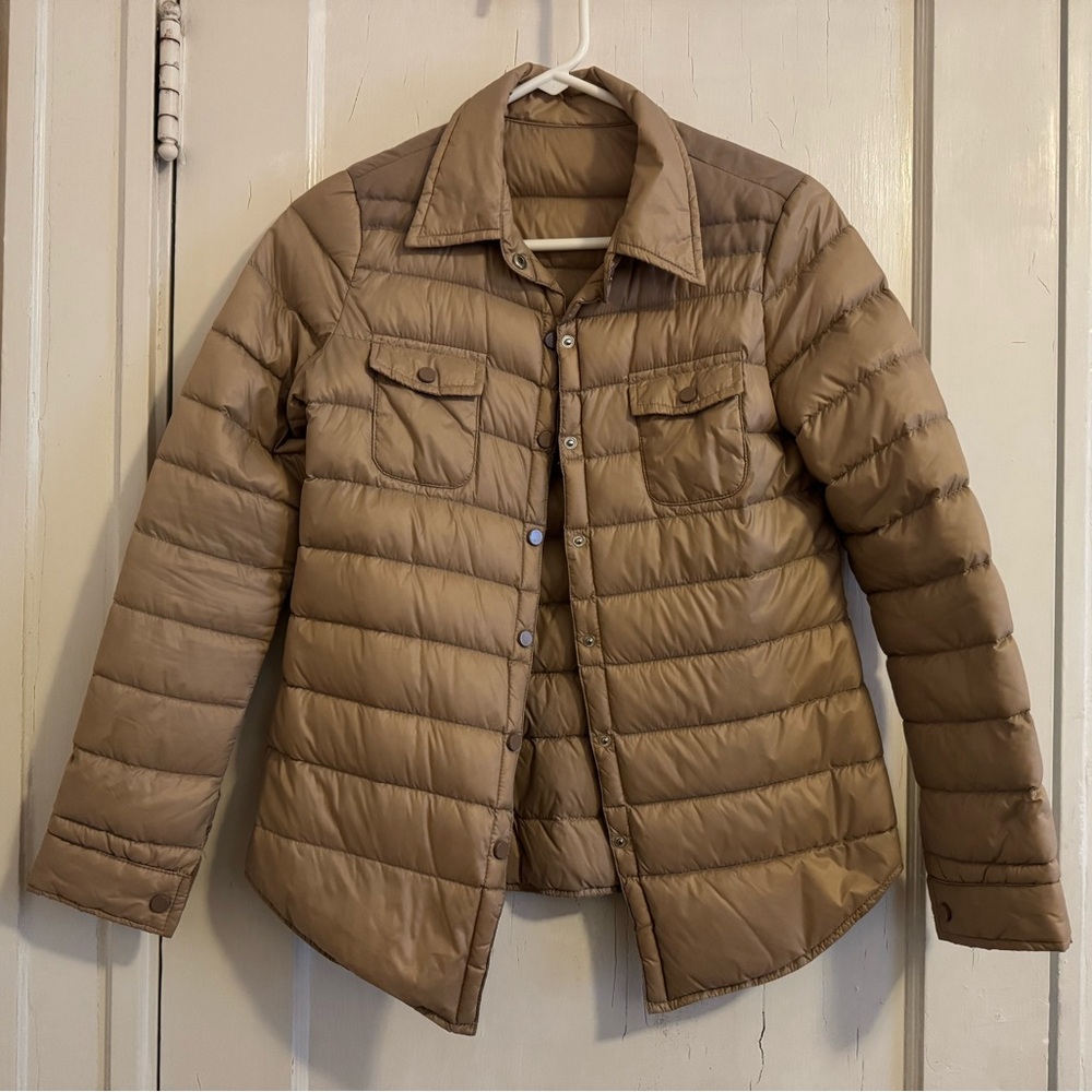 Khaki shirt-style down layer/Jacket